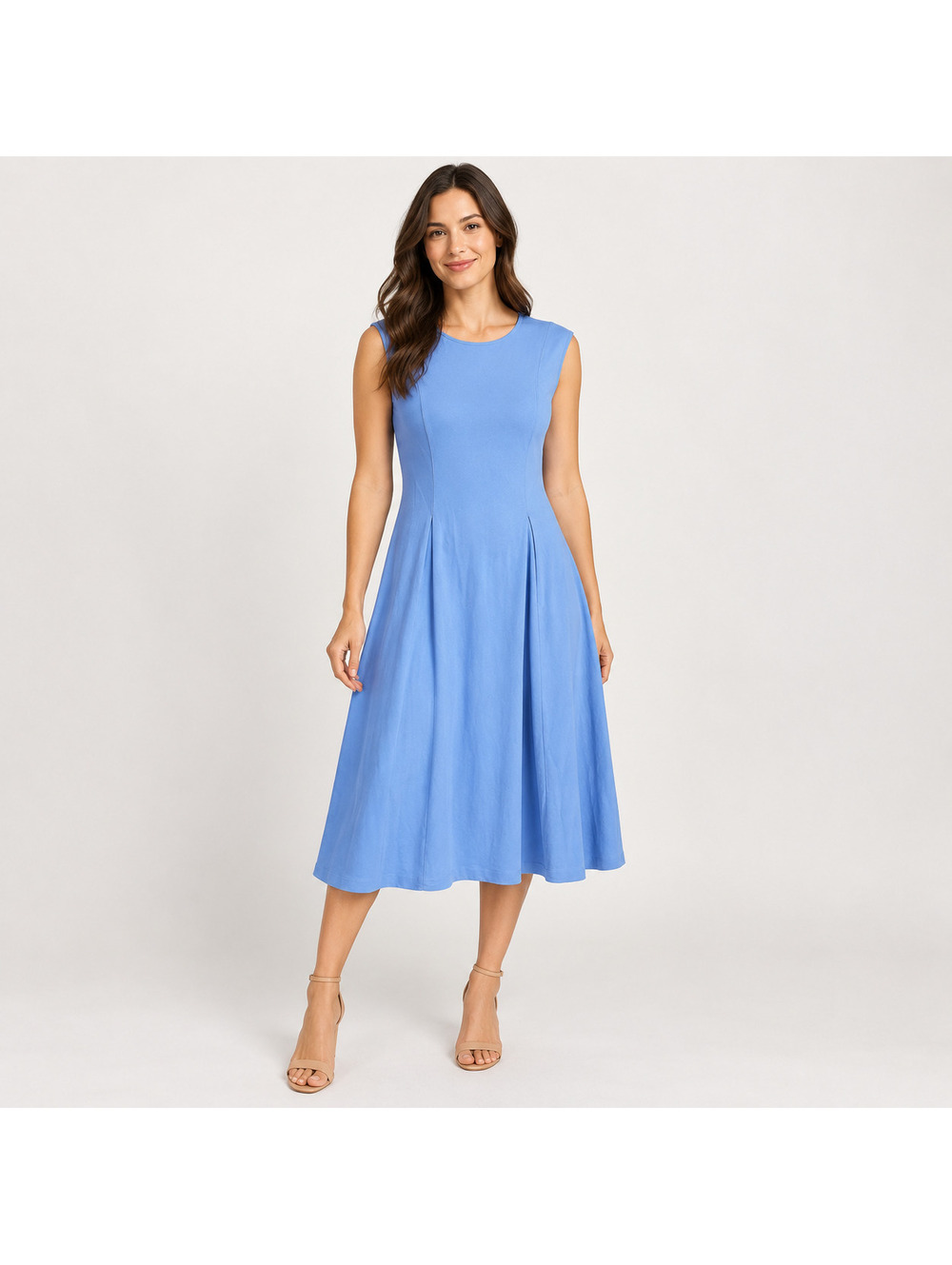 Nordstrom Women's Blue Sleeveless Fit & Flare Midi Dress Size L